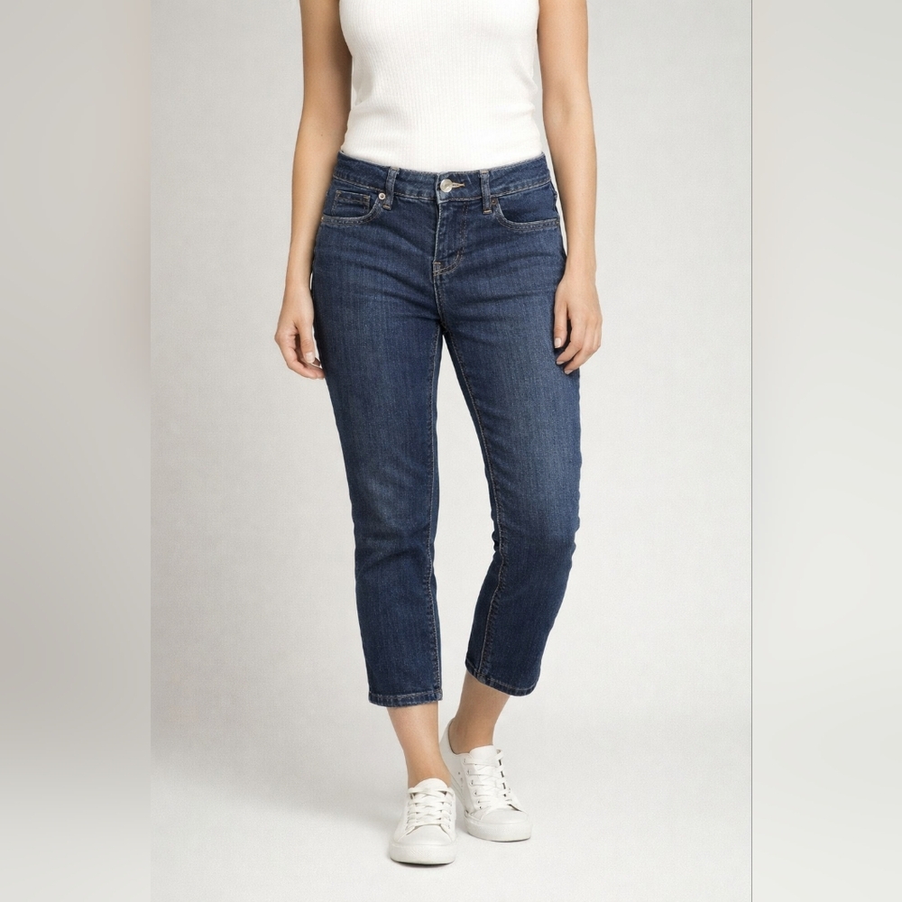 Dots Blue Ankle Cropped Jeans Slim Fit